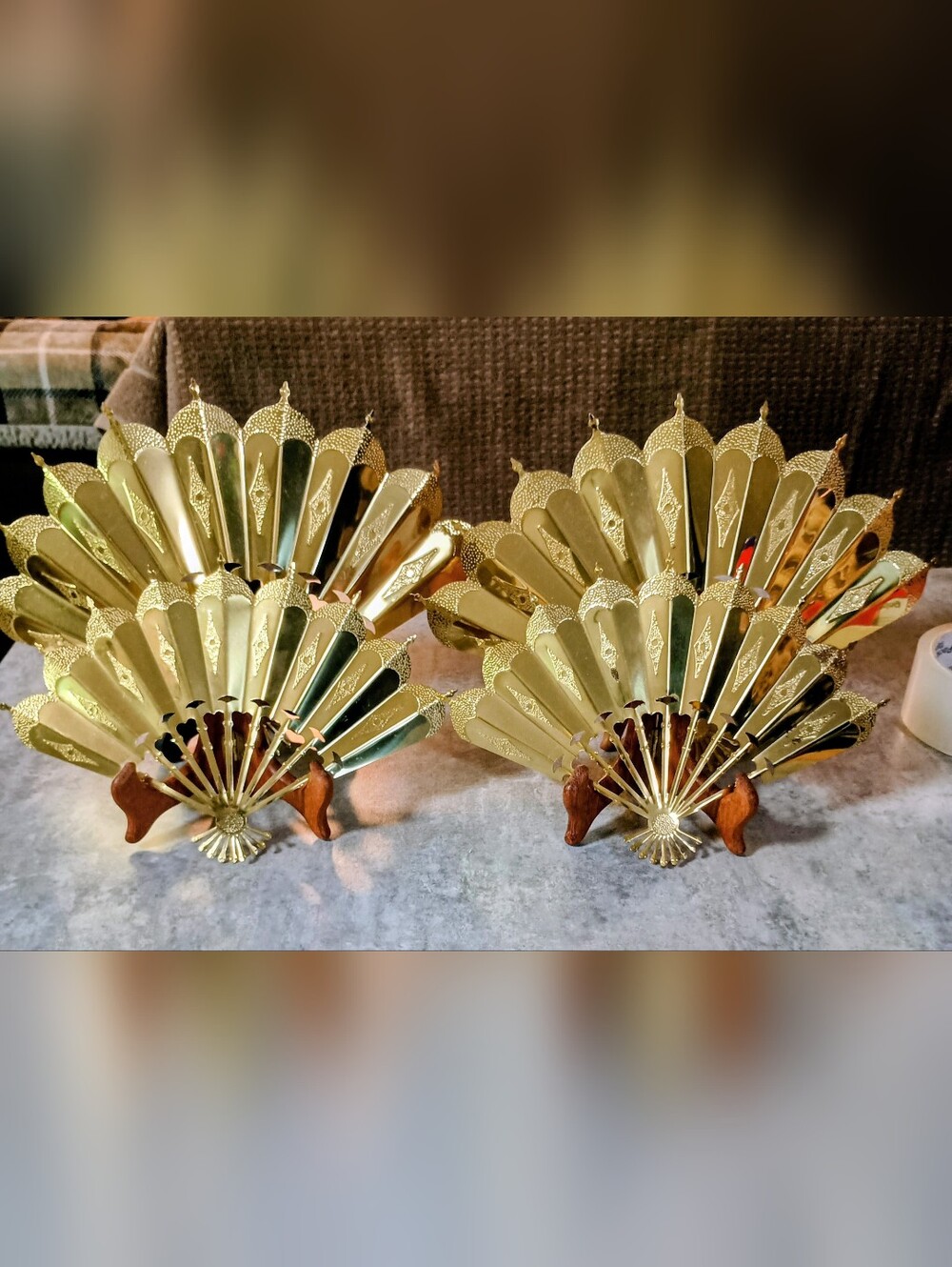 Home Interiors Gold Decorative Hanging Wall Fans - 2 Sets of 2
